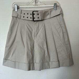 Badgley Mischka Pleated Cream Shorts